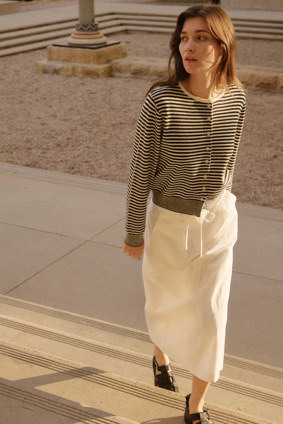 The Montana Cardigan | Striped Button-Down Cardigan BLACK/WHITE-Cardigan-MOD REF-S-BLACK/WHITE-Urbanheer