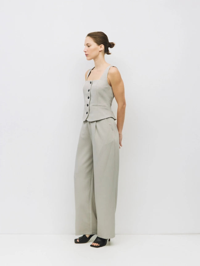 The Nichole Pants | Pleated Trousers-Pants-MOD REF-S-Beige-Urbanheer