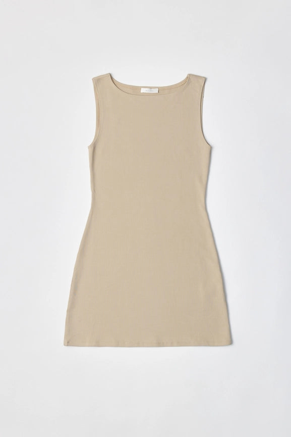 The Nikki Dress | Brushed Cotton Mini Dress-Dress-MOD REF-S-BEIGE-Urbanheer