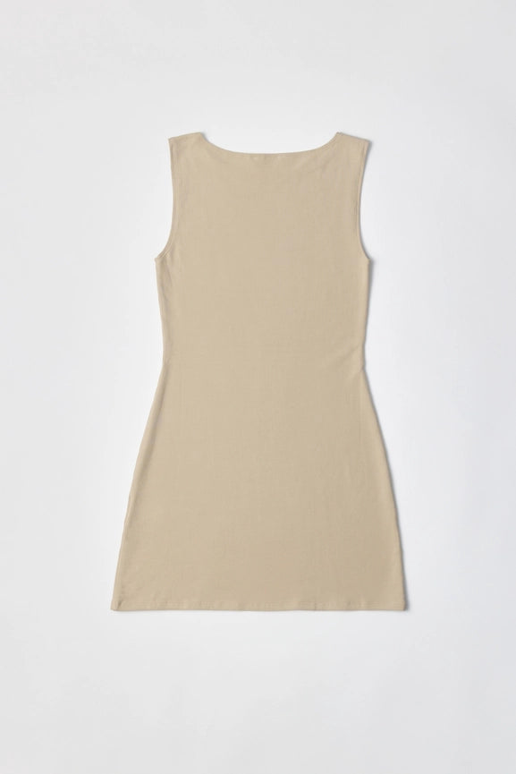 The Nikki Dress | Brushed Cotton Mini Dress-Dress-MOD REF-S-BEIGE-Urbanheer