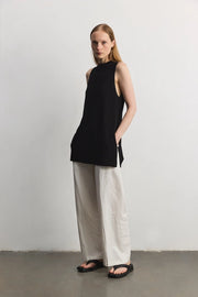 The Nora Vest | Long Mock Neck Sweater Vest BLACK-Vest-MOD REF-S-BLACK-Urbanheer