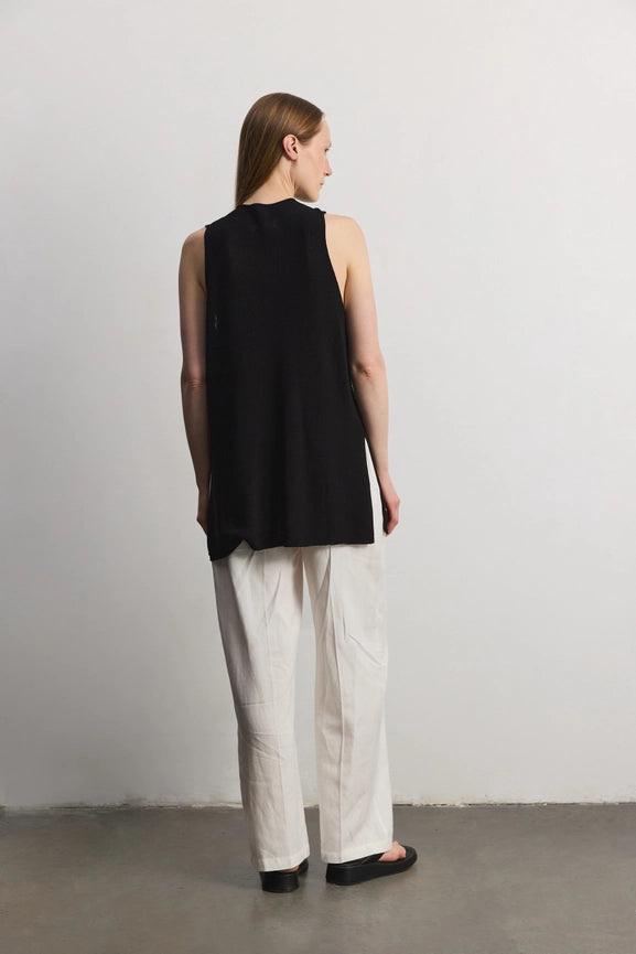 The Nora Vest | Long Mock Neck Sweater Vest BLACK-Vest-MOD REF-S-BLACK-Urbanheer