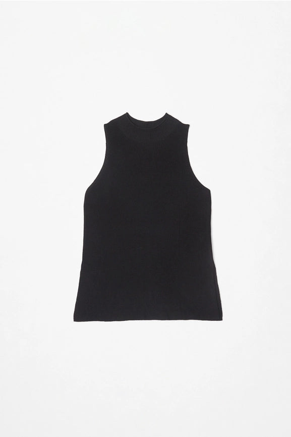 The Nora Vest | Long Mock Neck Sweater Vest BLACK-Vest-MOD REF-S-BLACK-Urbanheer