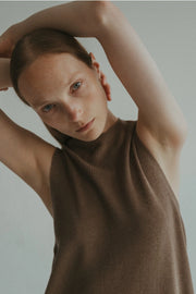 The Nora Vest | Long Mock Neck Sweater Vest TAUPE-Vest-MOD REF-S-TAUPE-Urbanheer