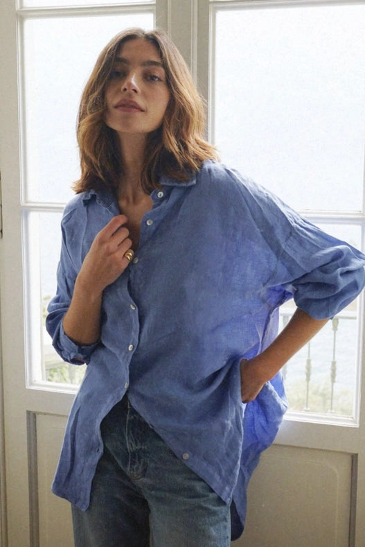 The Palma Shirt // Jasmin-Shirt-Beachwood Baby-100% Linen-Bust: 48" Length: 33"-Urbanheer