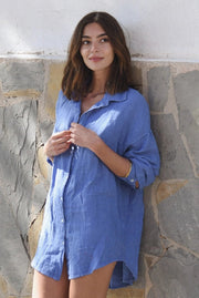 The Palma Shirt // Jasmin-Shirt-Beachwood Baby-100% Linen-Bust: 48" Length: 33"-Urbanheer