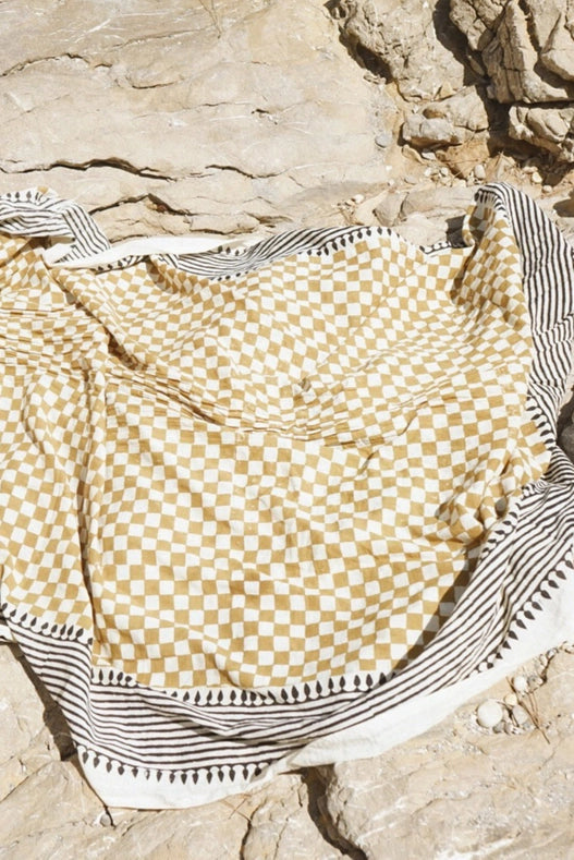 The Pareo // Checkered-Sarong-Beachwood-Length: 75" Width: 43"-Urbanheer