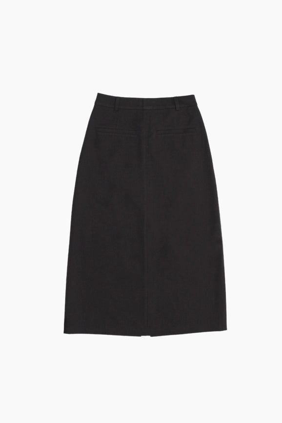 The Penny Skirt | Tailored Midi Skirt with Front Slit CHARCOAL-Skirts-All Row-S-Urbanheer