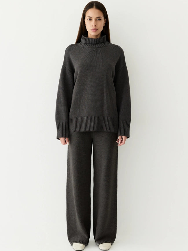 The Phoebe Pants | Knit Wide Leg Pants CHARCOAL-Pants-All Row-S-Urbanheer