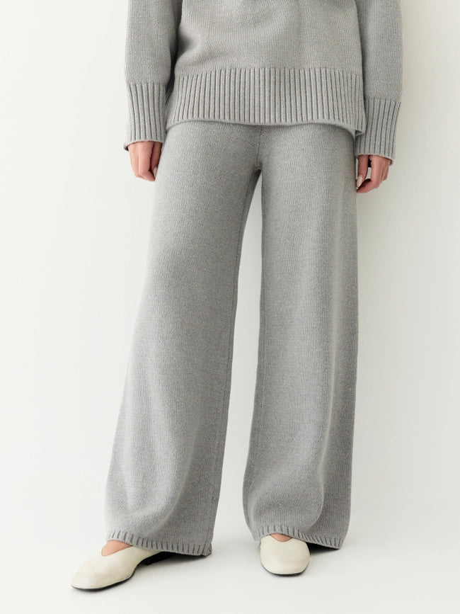The Phoebe Pants | Knit Wide Leg Pants HEATHER GREY-Pants-All Row-S-Urbanheer