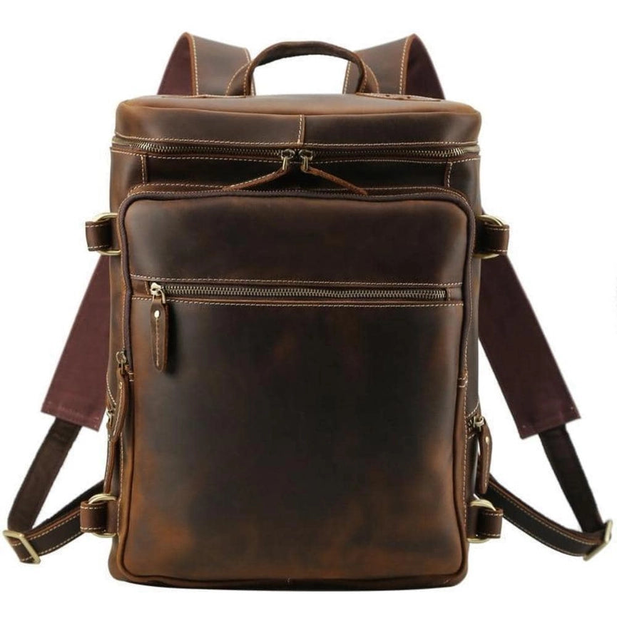 The Raoul Backpack | Handmade Vintage Leather Backpack-Backpack-Steel Horse Leather-Leather-39x28x13cm-Urbanheer