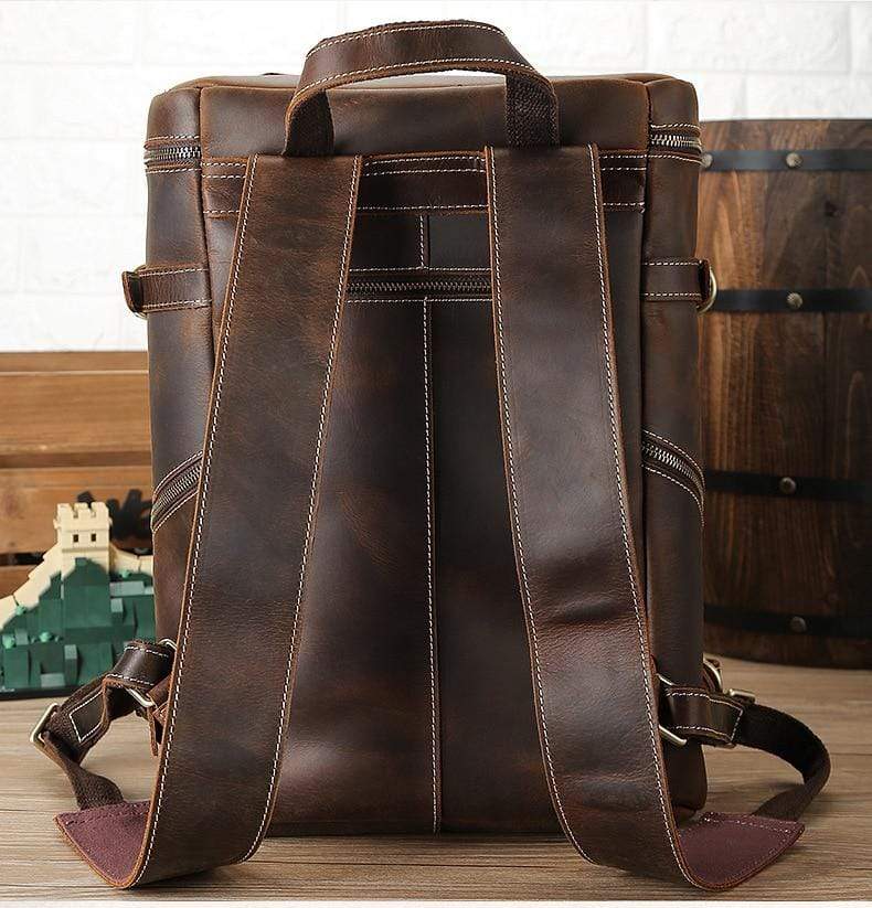 The Raoul Backpack | Handmade Vintage Leather Backpack-Backpack-Steel Horse Leather-Leather-39x28x13cm-Urbanheer