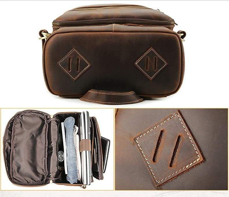 The Raoul Backpack | Handmade Vintage Leather Backpack-Backpack-Steel Horse Leather-Leather-39x28x13cm-Urbanheer