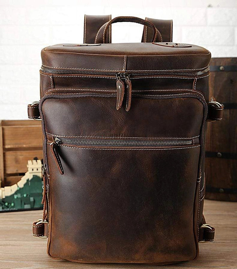The Raoul Backpack | Handmade Vintage Leather Backpack-Backpack-Steel Horse Leather-Leather-39x28x13cm-Urbanheer