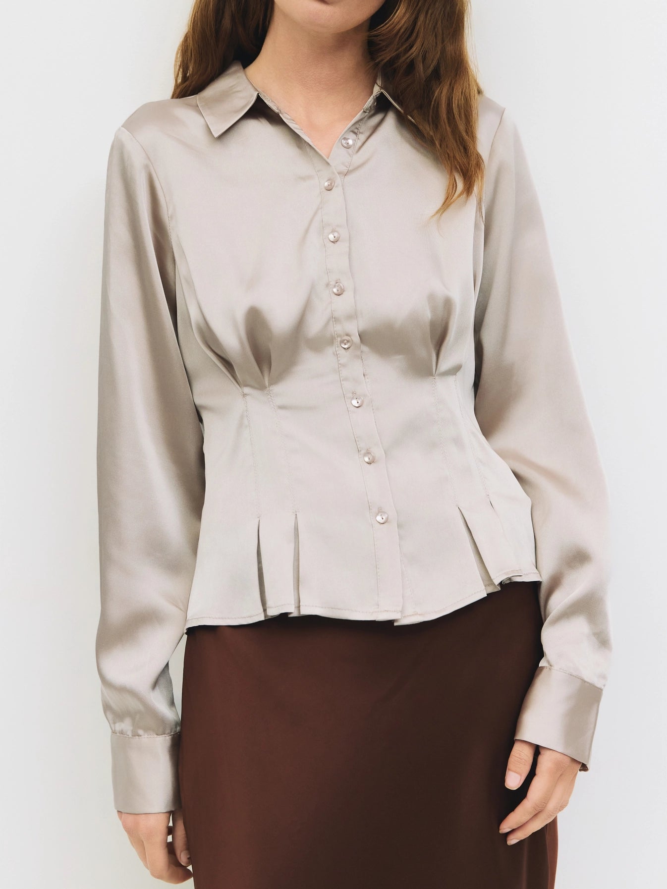 The Rina Top | Satin Button-Up Blouse