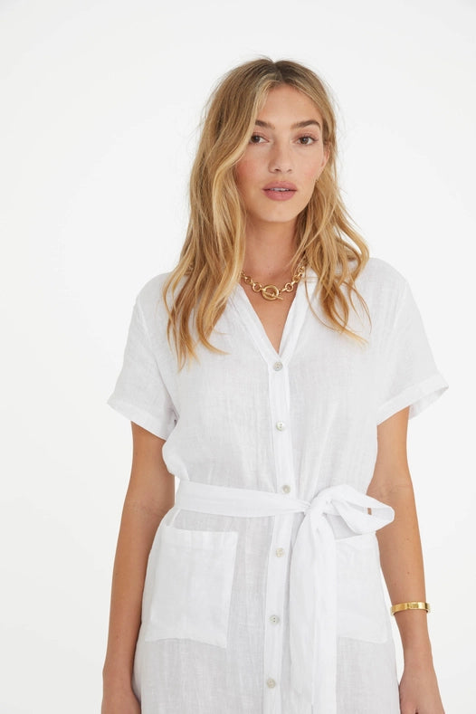 The Rosemary Linen Dress In White-Dress-Marché-OS-Urbanheer