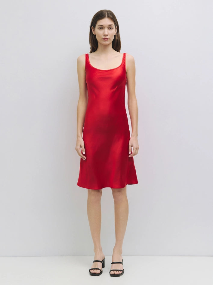 The Ruby Dress | Bias Cut Knee Length Dress RED-Dress-All Row-S-RED-Urbanheer