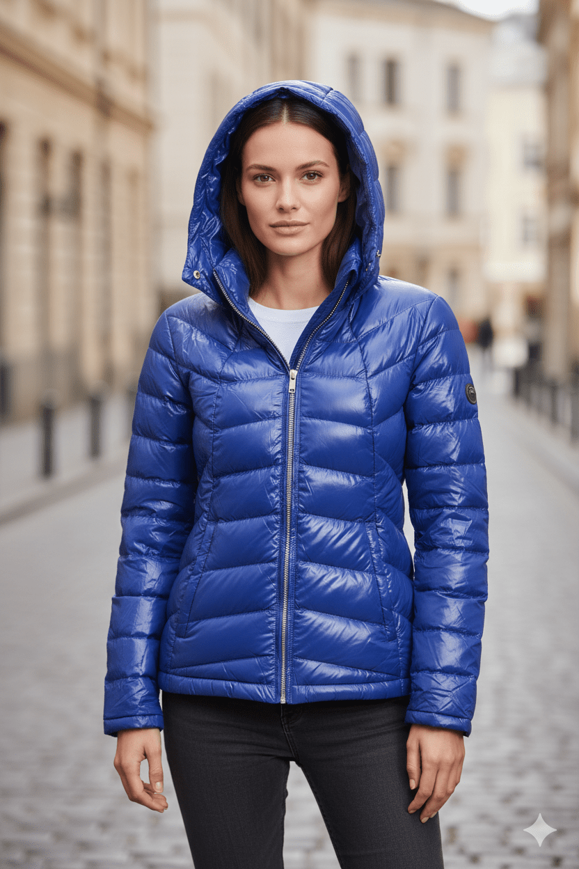 The Senenne | Hooded Down Jacket | Electric Blue