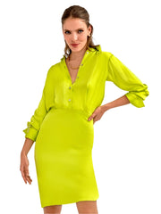 The Sophisticate Dress - Silky Heaven Lime-Dress-Gretchen Scott LLC-L-Lime-Urbanheer