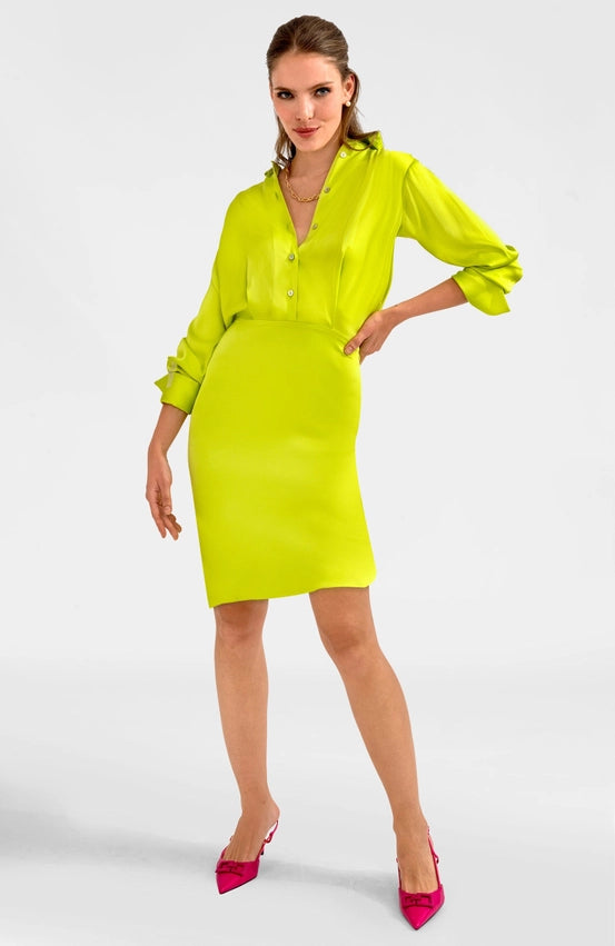 The Sophisticate Dress - Silky Heaven Lime-Dress-Gretchen Scott LLC-L-Lime-Urbanheer