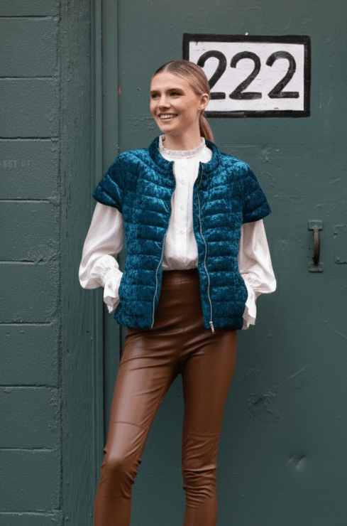 The St Ives | Velour | Down Vest | Indigo