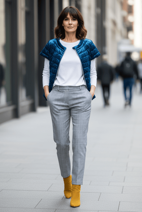 The St Ives | Velour | Down Vest | Indigo