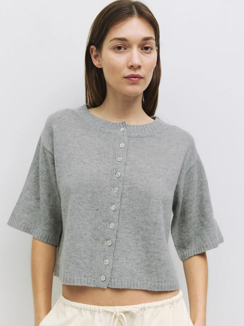 The Stacey Cardigan | Brushed Half Sleeve Cardigan HEATHER GREY-Cardigan-MOD REF-S-HEATHER GREY-Urbanheer