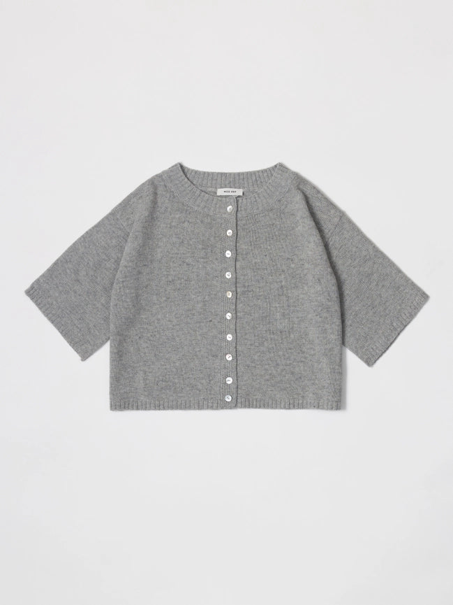 The Stacey Cardigan | Brushed Half Sleeve Cardigan HEATHER GREY-Cardigan-MOD REF-S-HEATHER GREY-Urbanheer