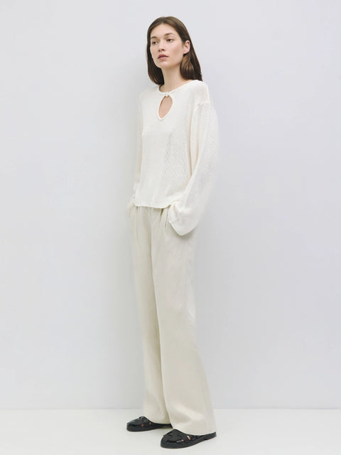 The Tala Sweater | Knit Sweater with Keyhole Neckline CREAM-Sweater-All Row-S-CREAM-Urbanheer