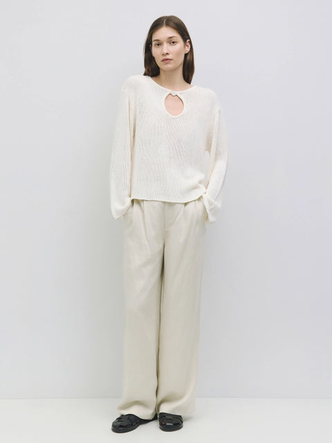 The Tala Sweater | Knit Sweater with Keyhole Neckline CREAM-Sweater-All Row-S-CREAM-Urbanheer