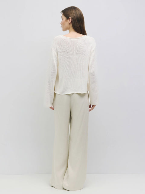 The Tala Sweater | Knit Sweater with Keyhole Neckline CREAM-Sweater-All Row-S-CREAM-Urbanheer