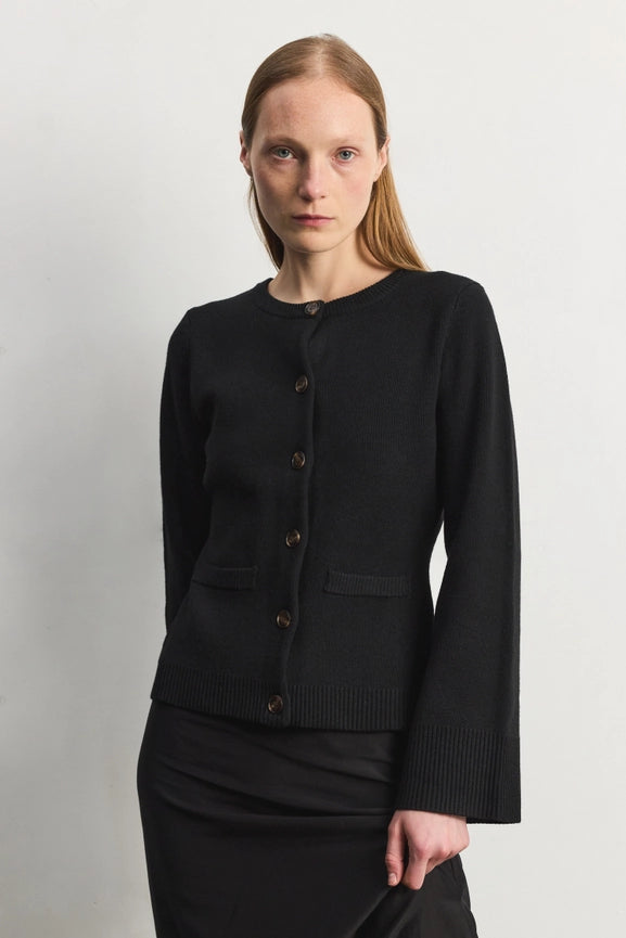 The Tyler Cardigan | Bell Sleeve Buttoned Cardigan BLACK-Cardigan-MOD REF-S-BLACK-Urbanheer
