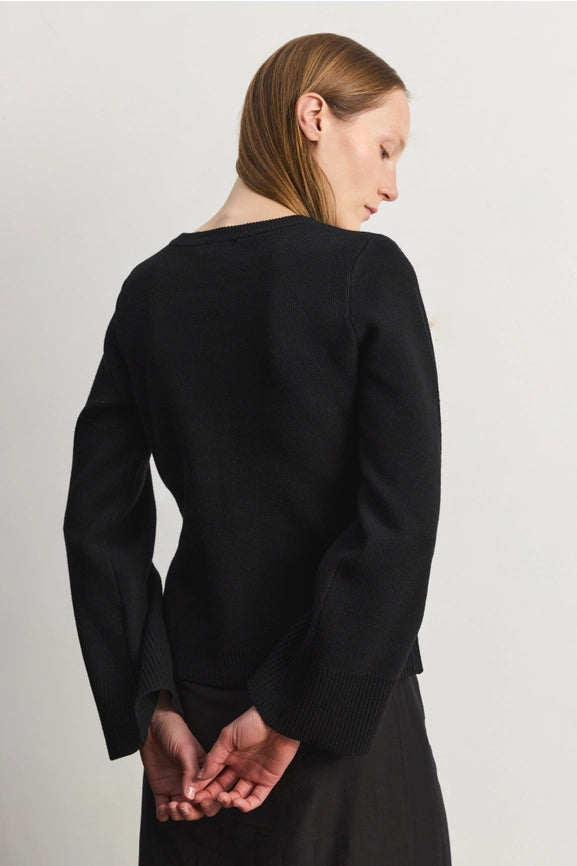 The Tyler Cardigan | Bell Sleeve Buttoned Cardigan BLACK-Cardigan-MOD REF-S-BLACK-Urbanheer