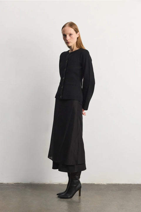 The Tyler Cardigan | Bell Sleeve Buttoned Cardigan BLACK-Cardigan-MOD REF-S-BLACK-Urbanheer