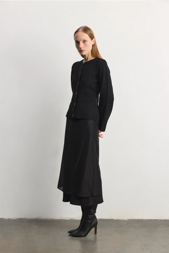 The Tyler Cardigan | Bell Sleeve Buttoned Cardigan BLACK-Cardigan-MOD REF-S-BLACK-Urbanheer