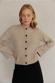The Tyler Cardigan | Bell Sleeve Buttoned Cardigan Beige-Cardigan-MOD REF-S-Beige-Urbanheer