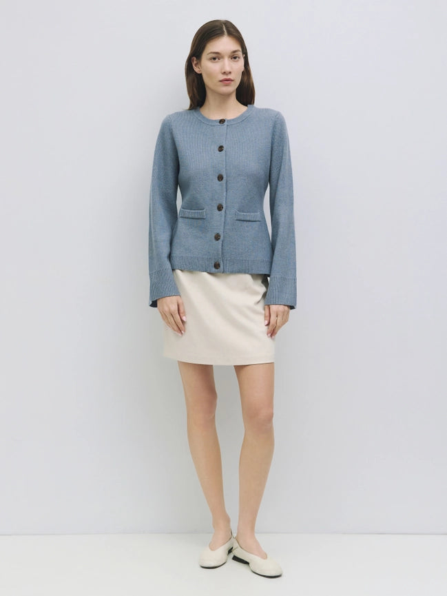 The Tyler Cardigan | Bell Sleeve Buttoned Cardigan Blue-Cardigan-MOD REF-S-Blue-Urbanheer
