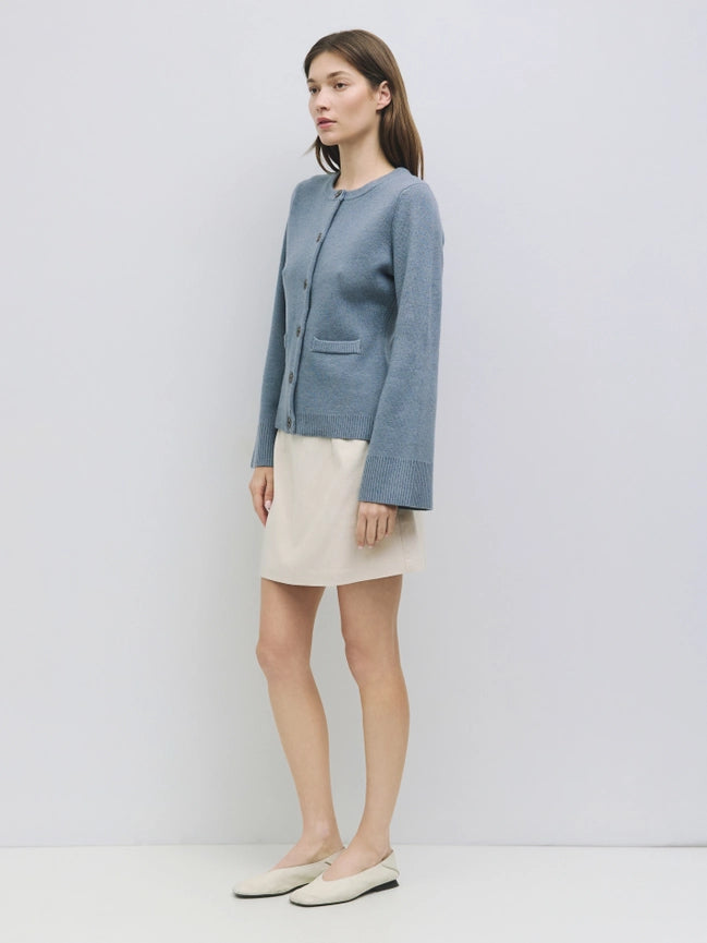 The Tyler Cardigan | Bell Sleeve Buttoned Cardigan Blue-Cardigan-MOD REF-S-Blue-Urbanheer