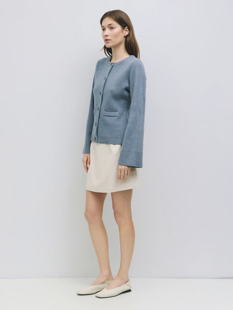 The Tyler Cardigan | Bell Sleeve Buttoned Cardigan Blue-Cardigan-MOD REF-S-Blue-Urbanheer
