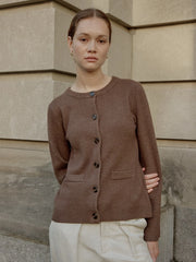 The Tyler Cardigan | Bell Sleeve Buttoned Cardigan CHESTNUT BROWN-Cardigan-MOD REF-S-CHESTNUT BROWN-Urbanheer