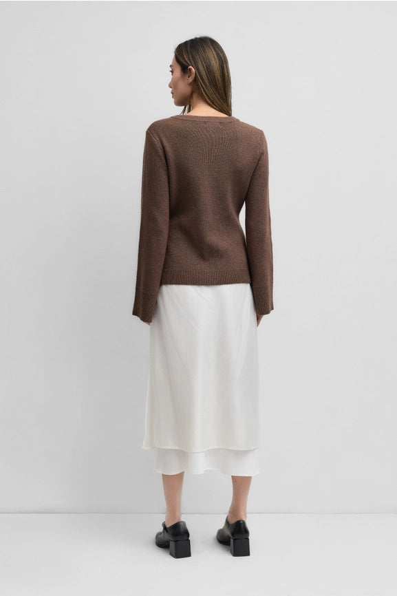 The Tyler Cardigan | Bell Sleeve Buttoned Cardigan CHESTNUT BROWN-Cardigan-MOD REF-S-CHESTNUT BROWN-Urbanheer