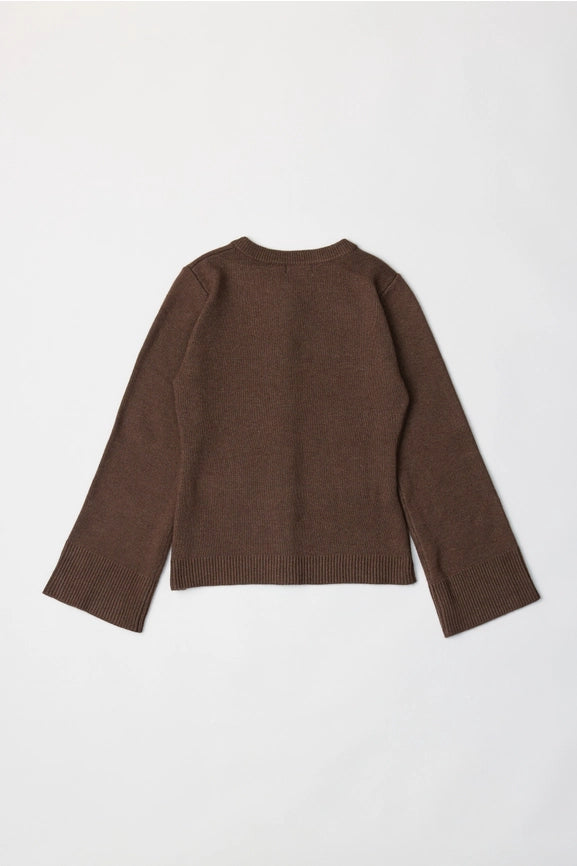 The Tyler Cardigan | Bell Sleeve Buttoned Cardigan CHESTNUT BROWN-Cardigan-MOD REF-S-CHESTNUT BROWN-Urbanheer