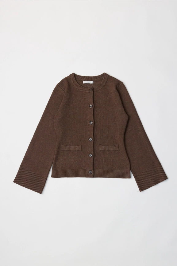 The Tyler Cardigan | Bell Sleeve Buttoned Cardigan CHESTNUT BROWN-Cardigan-MOD REF-S-CHESTNUT BROWN-Urbanheer