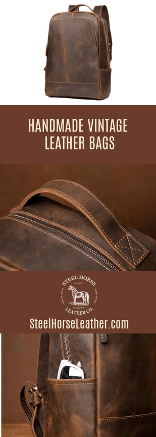 The Vernon Backpack | Genuine Vintage Leather Minimalist Backpack-Backpack-Steel Horse Leather-Leather-Urbanheer