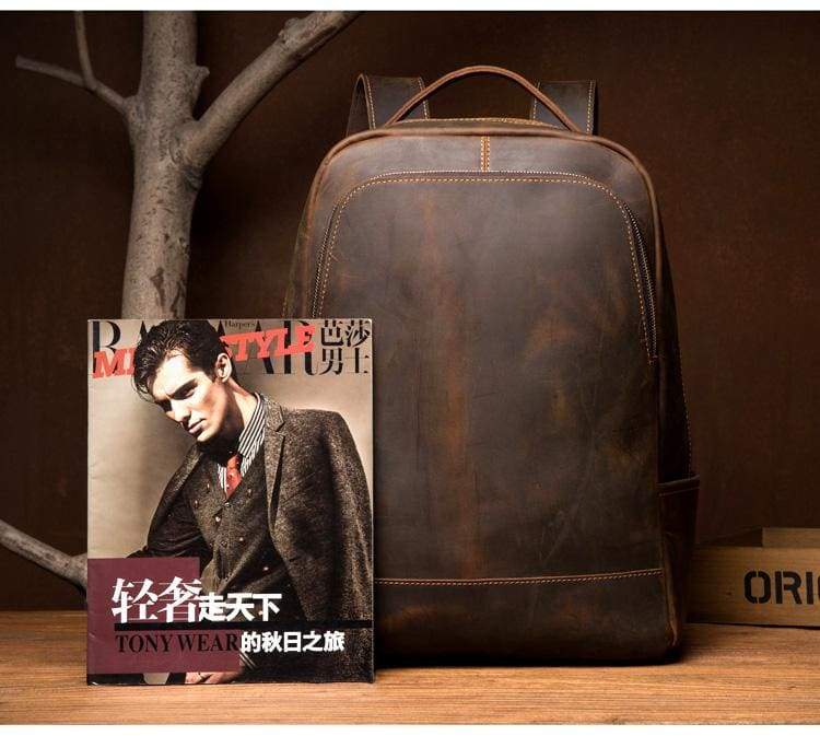 The Vernon Backpack | Genuine Vintage Leather Minimalist Backpack-Backpack-Steel Horse Leather-Leather-Urbanheer