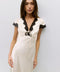 The Vivienne Dress | Lace Trim Satin Midi Dress