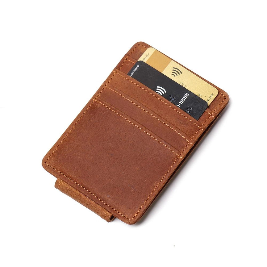 The Walden | Handmade Leather Front Pocket Wallet with Money Clip-Wallets-Steel Horse Leather-Leather-Brown-Urbanheer