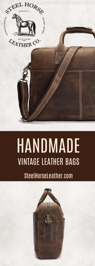 The Welch Briefcase | Vintage Leather Messenger Bag-Briefcases-Steel Horse Leather-Leather-Urbanheer