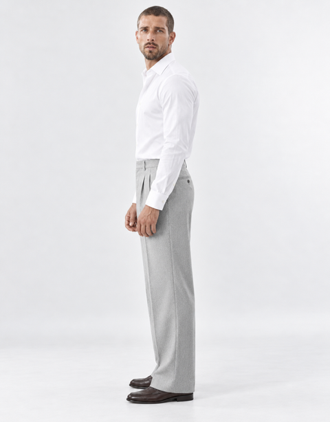 The Windsor Wide-Leg Wool Trousers - Grey
