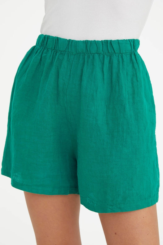 The Zion Linen Shorts In Emerald-Shorts-Marché-OS-Urbanheer